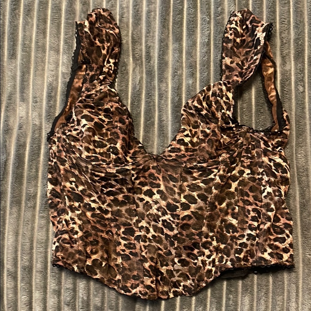 Leopard Print Sleeveless Corset Top